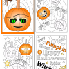 Picture of various pumpkin related images for colouring in.