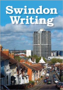 A photo of the cover of the book, Swindon Writing, showing the David Murray John tower in Swindon