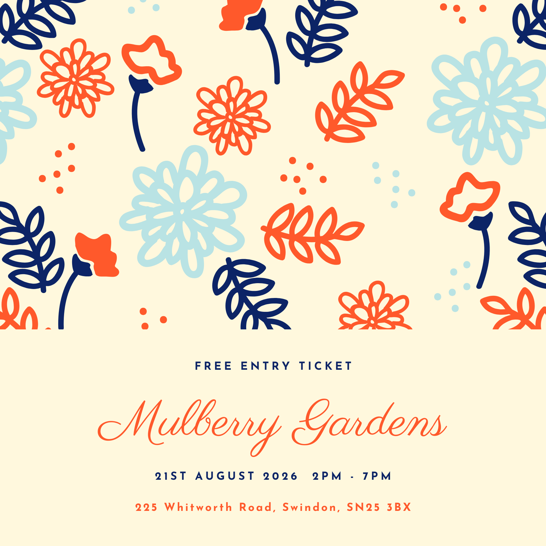 Invitation to the garden party on 21st August