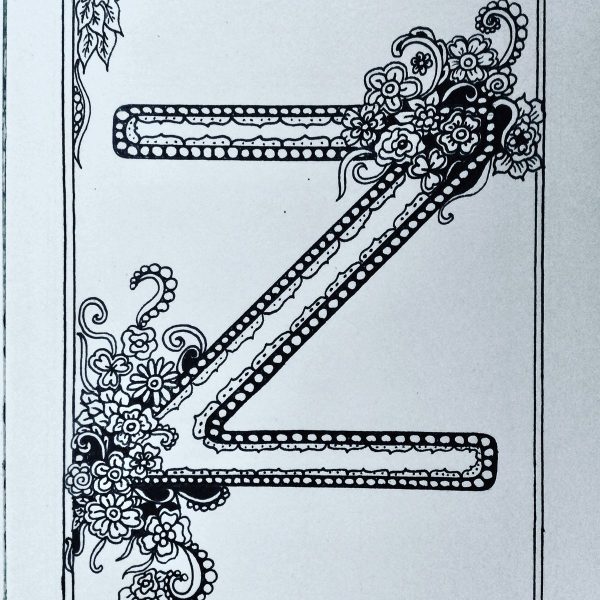 The letter Z surrounded by hand drawn embellishments