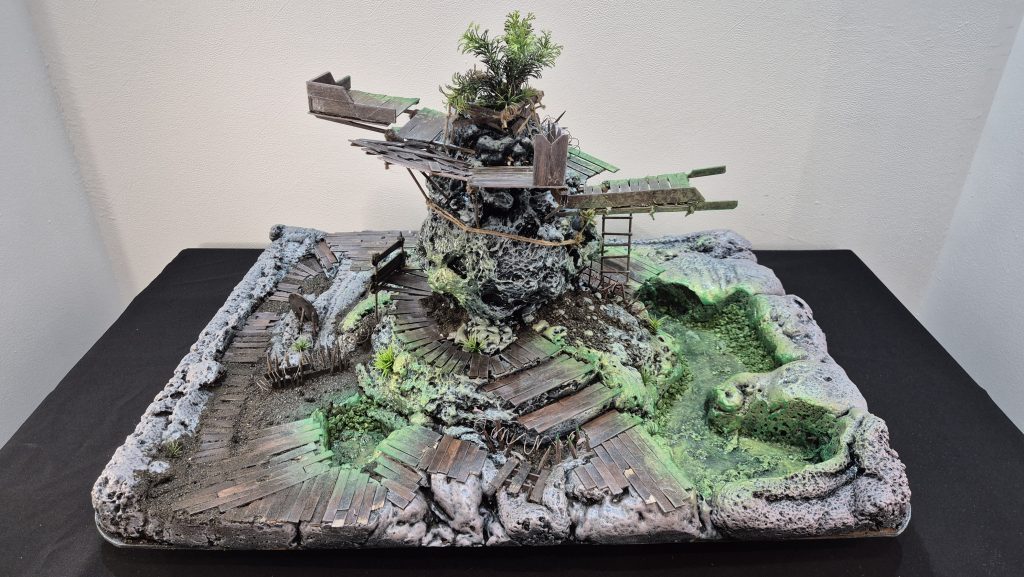 Mountain Pass by Nick Pavone. Mixed media diorama created for playing tabletop RPG and displaying model figures.